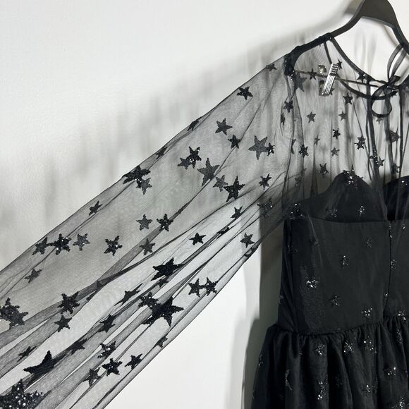 Lirika Matoshi Sz XL Teuta Tulle Dress Star Embellished in Black - Picture 11 of 16